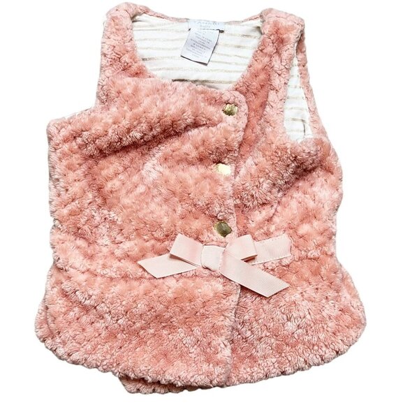 Tahari Baby Vest Baby Size 24 Months Pink Soft Fleece Snap Front - Picture 1 of 4
